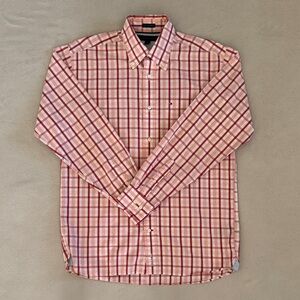 Tommy Hilfiger Button Up Long Sleeved Collared Shirt in Pink White Plaid Size S